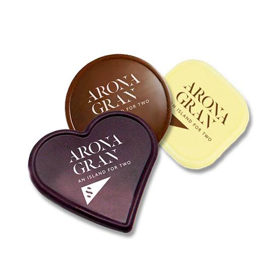Fichas de chocolate impreso sabores